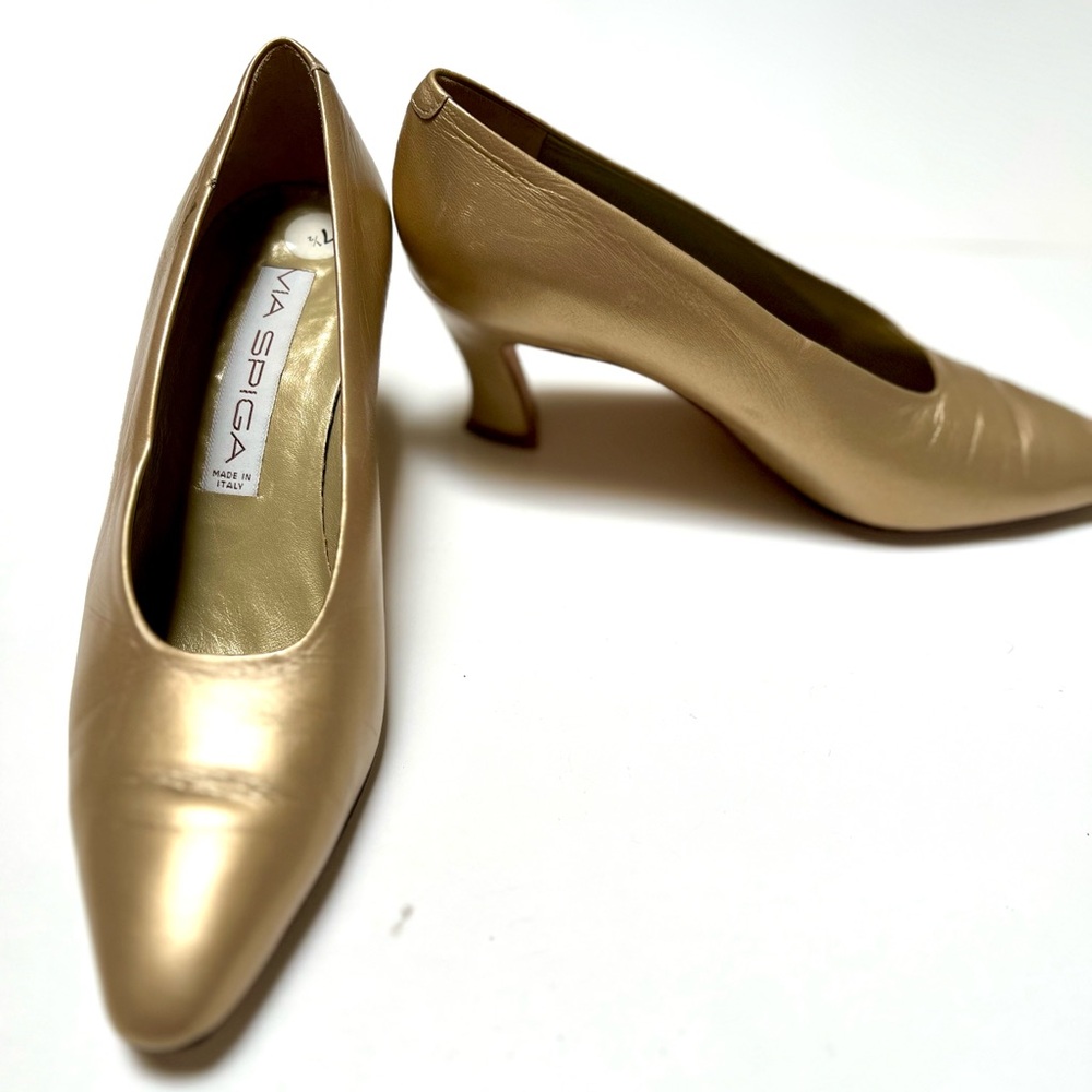 Via Spiga gold leather heels